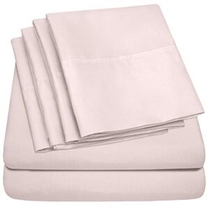 twin size bed sheets - 4 piece 1500 supreme collection fine brushed microfiber deep pocket twin sheet set bedding - 1 extra pillow cases, great value, twin, pale pink