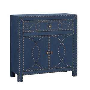 sei furniture florian double door navy cabinet - ornate design - 2 door cabinet w/ removable shelf