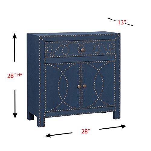 SEI FURNITURE Florian Double Door Navy Cabinet - Ornate Design - 2 Door Cabinet w/ Removable Shelf