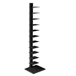 sei furniture 12 shelf metal spine book tower, black