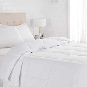amazon basics down alternative bedding comforter duvet insert - twin, white, light