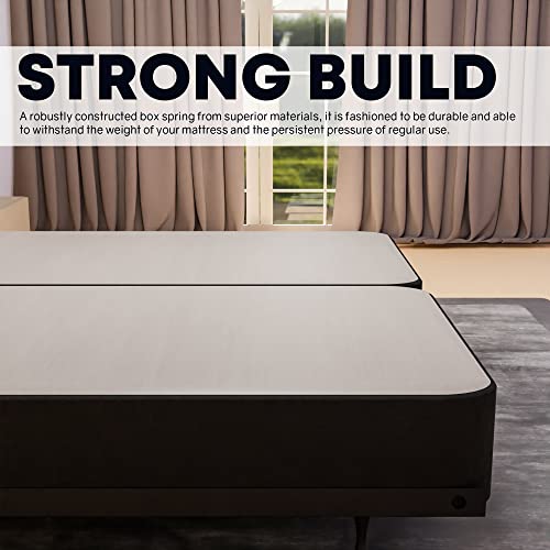 Spring Solution, 8" Split Wood Traditional Box Spring/Foundation for Mattress Set, Sturdy Fabric Paneled Design Wooden Frame, Durable Bedding Mattress Box Springs, Queen, Black
