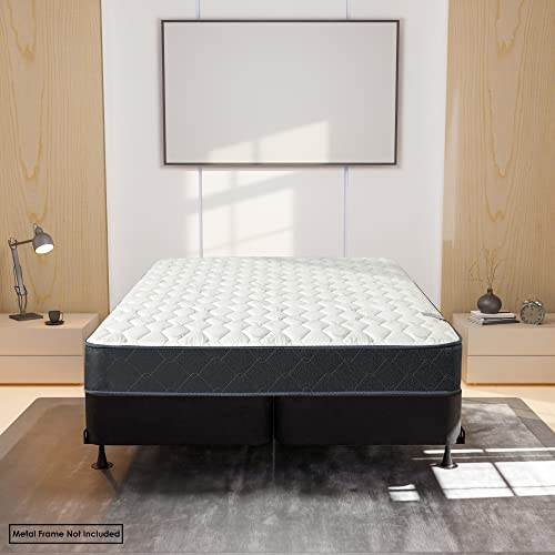 Spring Solution, 8" Split Wood Traditional Box Spring/Foundation for Mattress Set, Sturdy Fabric Paneled Design Wooden Frame, Durable Bedding Mattress Box Springs, Queen, Black