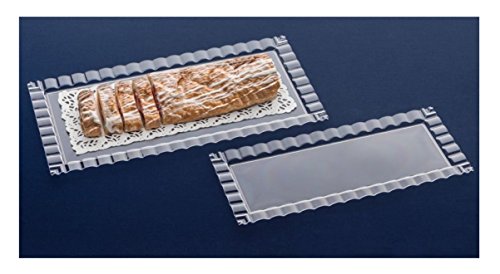 Party Essentials Disposable Hard Plastic Decorative Wavy Trays, 14" X 6", Clear