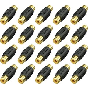 warmstor 20 pack rca female to female coupler audio video adapter gold plated, for phono,speaker,rca cable,amplifier