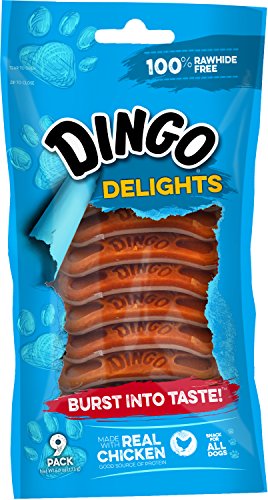 Dingo Delights, 100% Rawhide Free Treat, Chicken, 9-Count