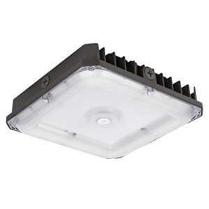 kadision led canopy light 100w (400 mh equiv.), 10"x10" square gas station light with selectable wattage (100/80/60w) and cct (5000/4000/3500k), 1-10v dimmable ip65 waterproof, etl listed