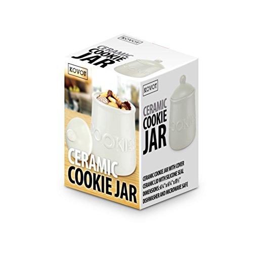 Kovot Ceramic Classic Cookie Jar And Air-Sealed Lid | Measures: 6 1/4" L x 6 1/4" W x 8 1/2" H