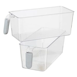 oggi set of 2 refrigerator and pantry clear storage bins with handles ( 11-inch x 6.25 inch x 3.4 inch )