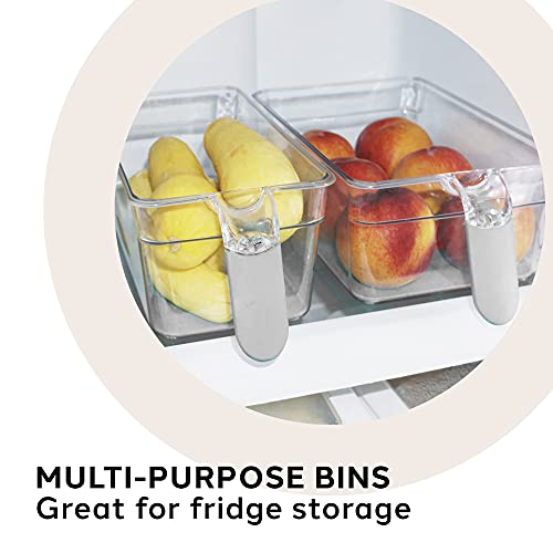 Oggi Set of 2 Refrigerator and Pantry Clear Storage Bins with Handles ( 11-inch x 6.25 inch x 3.4 inch )