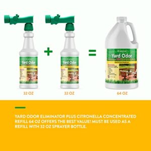 NaturVet – Yard Odor Eliminator Plus Citronella Spray – Eliminate Stool and Urine Odors from Lawn and Yard – Designed for Use on Grass, Patios, Gravel, Concrete & More – 64oz Refill (No Hose Nozzle)