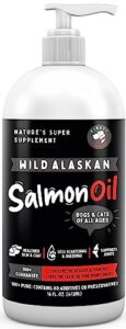 pure wild alaskan salmon oil for dogs & cats - relieves scratching & joint pain, improves skin, coat, immune & heart health. all natural omega 3 liquid food supplement for pets. epa + dha fatty acids