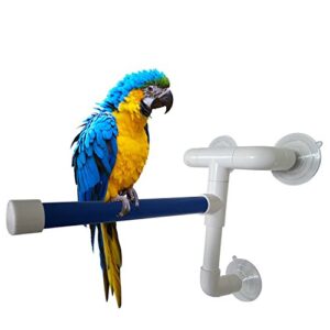 bird parrot stand perch shower perch standing toy portable suction cup parrot bath stands suppllies holder platform parakeet window wall hanging play (3 suction cups2)