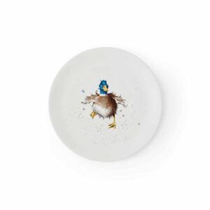 portmeirion royal worcester wrendale designs coupe plate | 8 inch | a waddle and a quack duck motif | small plate for salad, appetizers, or dessert | made of fine bone china | dishwasher safe