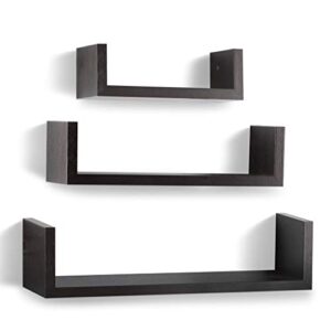 sagler floating shelves set of 3 wall shelves - espresso finish wooden shelves