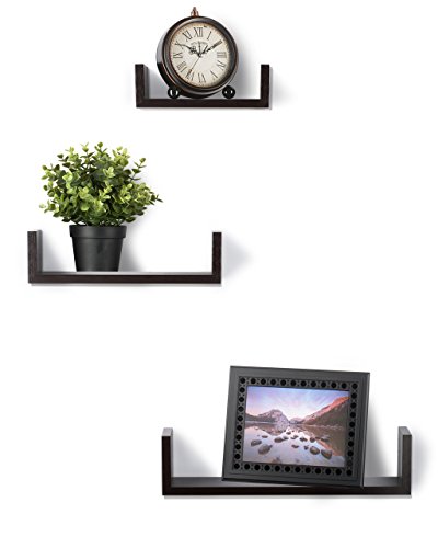 Sagler Floating Shelves Set of 3 Wall Shelves - Espresso Finish Wooden Shelves