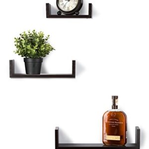 Sagler Floating Shelves Set of 3 Wall Shelves - Espresso Finish Wooden Shelves