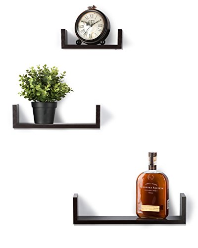 Sagler Floating Shelves Set of 3 Wall Shelves - Espresso Finish Wooden Shelves