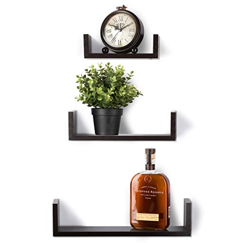 Sagler Floating Shelves Set of 3 Wall Shelves - Espresso Finish Wooden Shelves