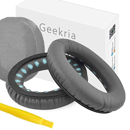 Geekria QuickFit Replacement Ear Pads for Bose SoundTrue, AE2, AE2i, AE2w Around-Ear Headphones Ear Cushions, Headset Earpads, Ear Cups Cover Repair Parts (Dark Grey)