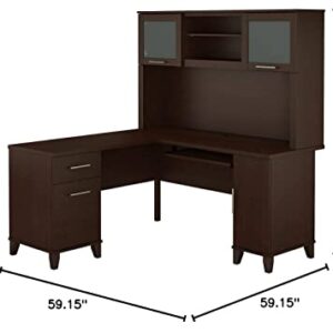 Somerset 60W L Shaped Desk with Hutch in Mocha Cherry