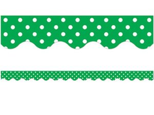 teacher created resources green polka dots scalloped border trim - 5498