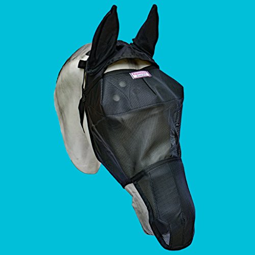 EquiVizor 95% UV Eye Protection (XL) Horse Fly Mask with Ears/Nose. Helps with Uveitis, Corneal Ulcer, Light Sensitive, Cancer, Designed to Stay ON Your Horse, Off The Ground!