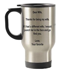 spreadpassion dear wife, thanks for being my wife gift idea stainless steel travel insulated tumblers mug
