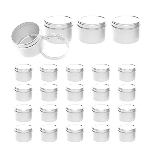 mimipack 24 Pack Tins 8 oz Silver Deep Round Tins with Clear Window Lids Use for Candle Tins, Cosmetics Tin Containers, Lip Balm, Party Favors Tins, Bulk Tins