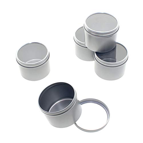 mimipack 24 Pack Tins 8 oz Silver Deep Round Tins with Clear Window Lids Use for Candle Tins, Cosmetics Tin Containers, Lip Balm, Party Favors Tins, Bulk Tins