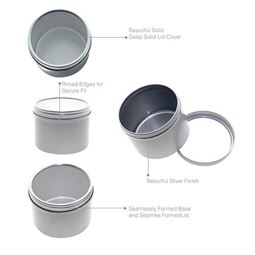 mimipack 24 Pack Tins 8 oz Silver Deep Round Tins with Clear Window Lids Use for Candle Tins, Cosmetics Tin Containers, Lip Balm, Party Favors Tins, Bulk Tins