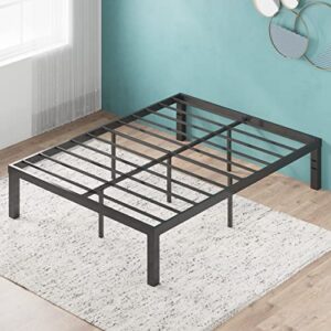 zinus luis 16 inch quicklock metal platform bed frame / mattress foundation with steel slat support / no box spring needed / easy assembly, queen
