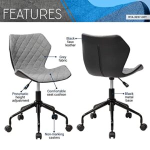 Techni Mobili Deluxe Modern Office Armless Task Chair, Grey 21.5D x 21W x 31H in