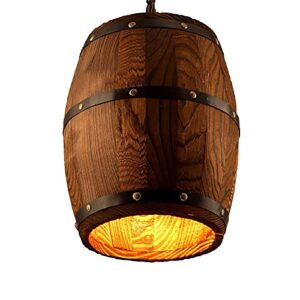 newrays antique wood wine barrel pendant lamp hanging rustic unique kitchen bar ceiling lamp light fixtures (s)