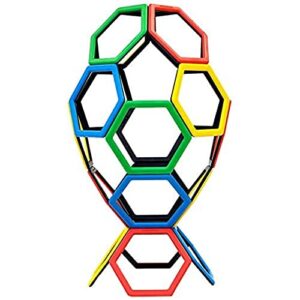 polydron kids magnetic hexagons construction set in multicolored - math and geometry learning 2d & 3d shapes toy building kit - 5+ years - 20 pieces