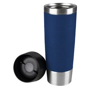 Tefal Travel Mug Grande, Reusable Drink Bottle To Go, Quick Press Closure, Blue Silicone Bottle Sleeve, 500 ml