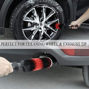 Master Wheel Brush, Easy Reach Wheel and Rim Detailing Brush 18’’ Long Soft Bristle by TAKAVU, Car Wheel Brush, Rim Tire Detail Brush,Multipurpose use for Wheels,Rims,Exhaust Tips,Motorcycles