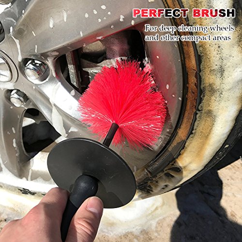 Master Wheel Brush, Easy Reach Wheel and Rim Detailing Brush 18’’ Long Soft Bristle by TAKAVU, Car Wheel Brush, Rim Tire Detail Brush,Multipurpose use for Wheels,Rims,Exhaust Tips,Motorcycles