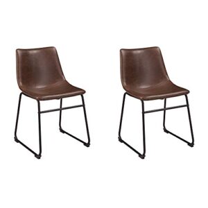 signature design by ashley mid century centiar dining bucket chair, 2 count, black and brown