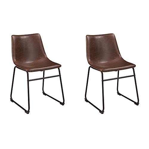 Signature Design by Ashley Mid Century Centiar Dining Bucket Chair, 2 Count, Black and Brown