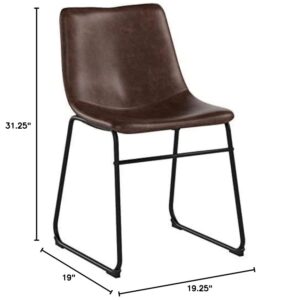 Signature Design by Ashley Mid Century Centiar Dining Bucket Chair, 2 Count, Black and Brown