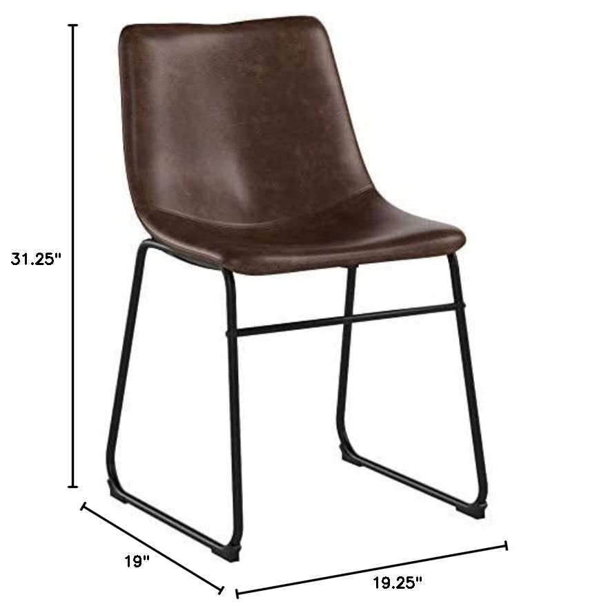 Signature Design by Ashley Mid Century Centiar Dining Bucket Chair, 2 Count, Black and Brown