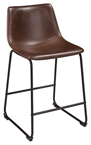 Signature Design by Ashley Centiar 24" Counter Height Modern Bucket Barstool 2 Count, Brown