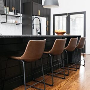 Signature Design by Ashley Centiar 24" Counter Height Modern Bucket Barstool 2 Count, Brown