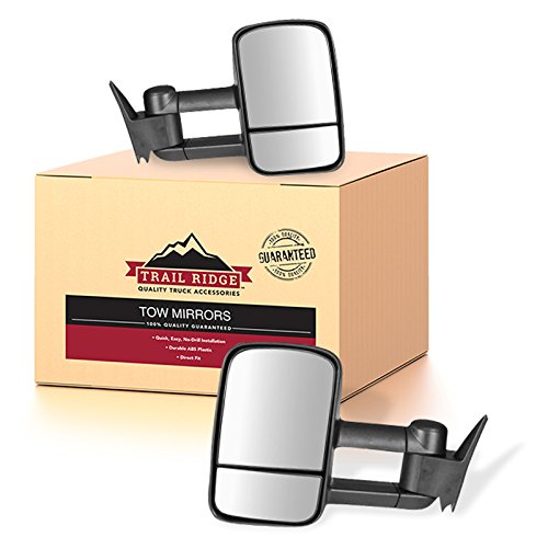 Trail Ridge Tow Mirror Manual Black Pair Set of 2 for GM C/K Pickup SUV