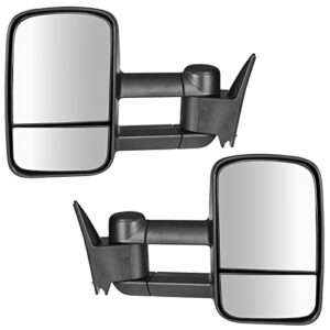 Trail Ridge Tow Mirror Manual Black Pair Set of 2 for GM C/K Pickup SUV