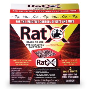 ecoclear products 620104, ratx all-natural non-toxic humane rat and mouse pellets, ready-to-use pre-measured 3 oz. bait trays, 2-pack