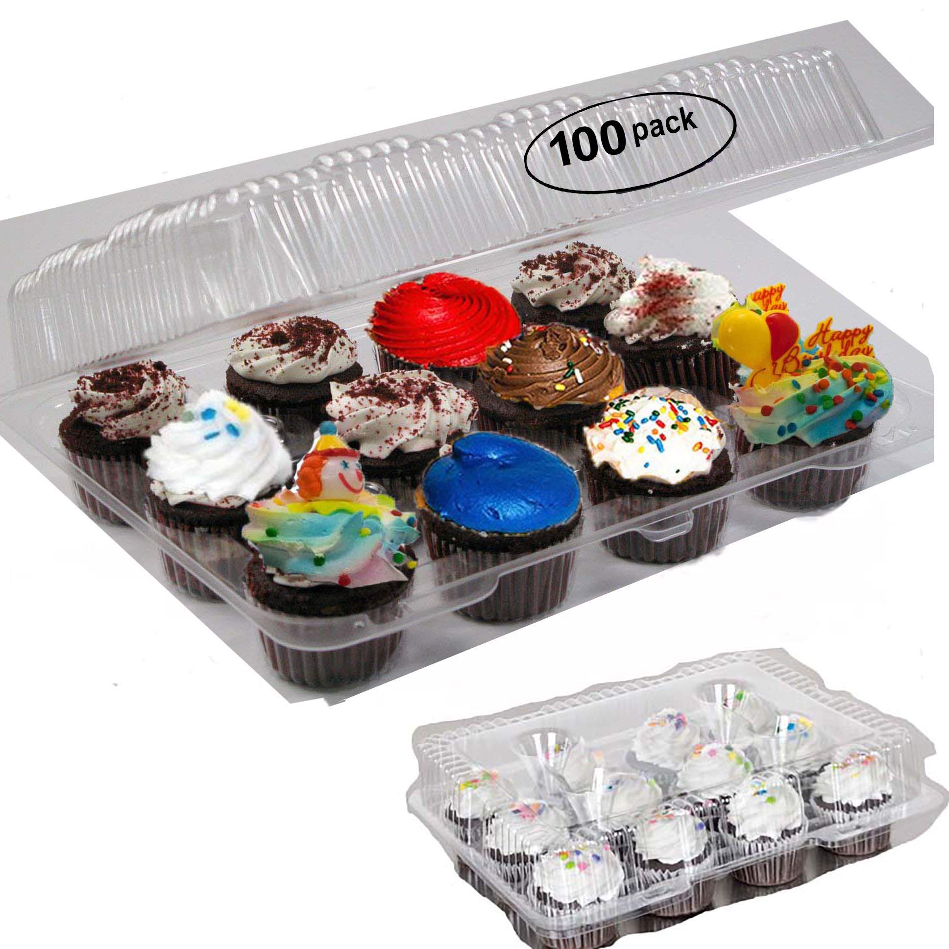 case of 100 12 Compartment Cupcake Container with Hinged Lid Clear 12 cavity cupcake container disposable plastic cupcake boxes 12 Compartment Cupcake Containers