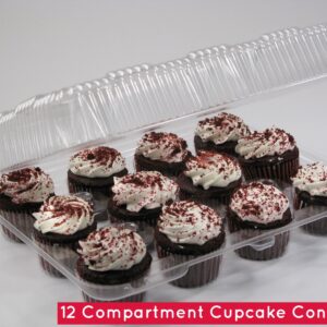 case of 100 12 Compartment Cupcake Container with Hinged Lid Clear 12 cavity cupcake container disposable plastic cupcake boxes 12 Compartment Cupcake Containers