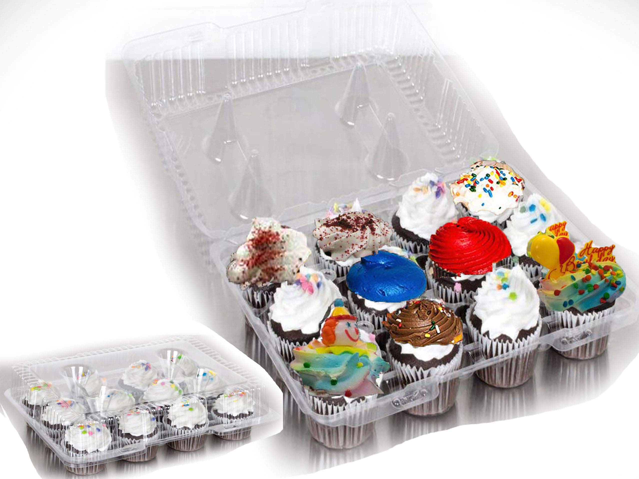 case of 100 12 Compartment Cupcake Container with Hinged Lid Clear 12 cavity cupcake container disposable plastic cupcake boxes 12 Compartment Cupcake Containers